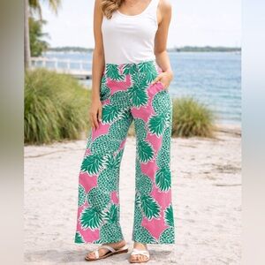 Lolly Wolly Doodle Pink and Green Wide Leg Pants